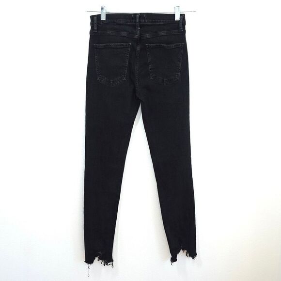 Agolde Sophie High Rise Skinny Jean Black Raw Hem Size 27 - Picture 3 of 9